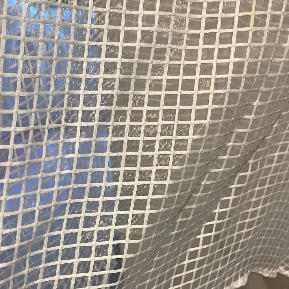 White Sheer Grid Pattern Top - Picture 3 of 5